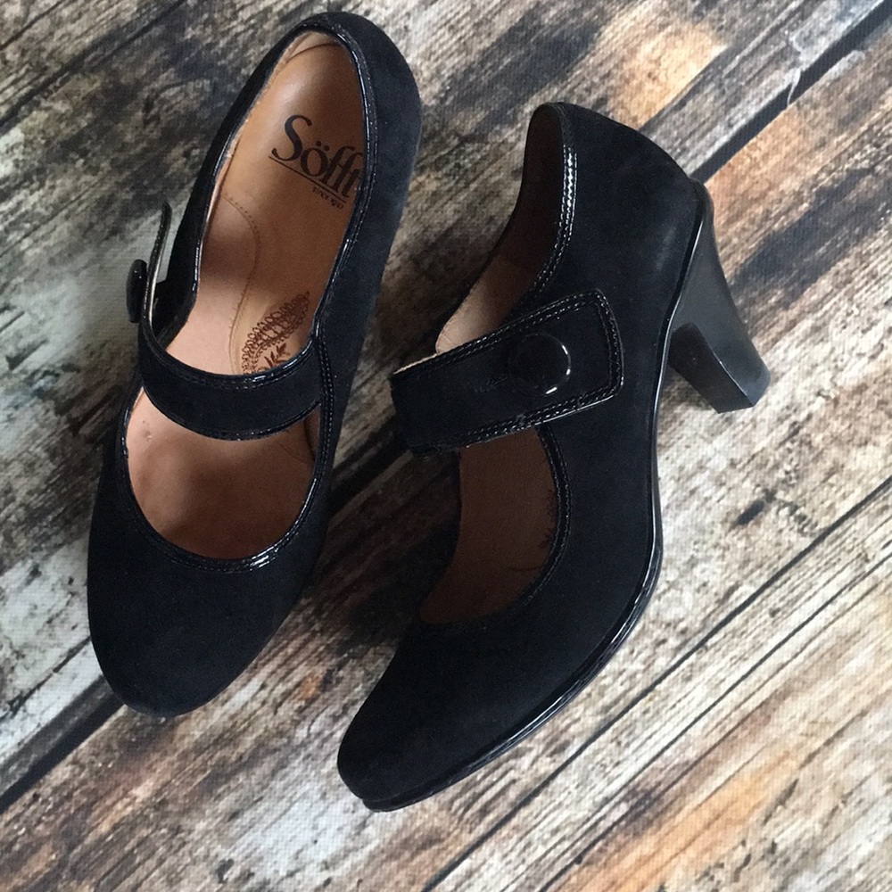 Black suede heels